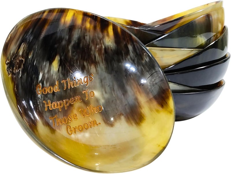 AYZCORP Gift for Dad from DaughterSon Shaving BowlEngrave Good Things Happen To Those Who Groom Shaving Cup for Men Real Horn Shave Bowl Lathering Up Shaving Soap Cup Horn Bowl for DadBrotherBoyfriend  - Image 3