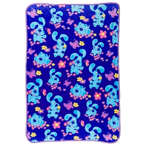 Silver Buffalo Blues Clues Flowers and Butterflies 45 x 60 Fleece Throw Soft and Cozy Blanket 180 GSM - Image 1