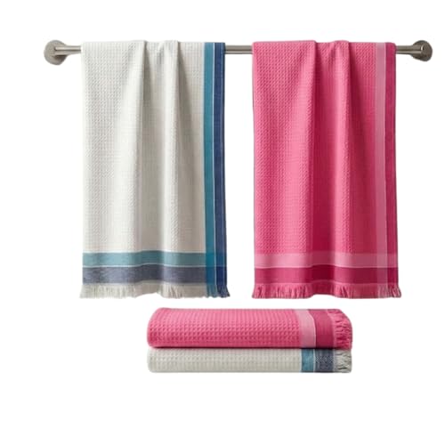 Athom Trendz Athom Living Light Weight Cotton Premium Waffle Border Bath Towel 75x150 cm Pack of 4 - Image 2