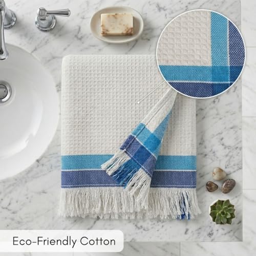 Athom Trendz Athom Living Light Weight Cotton Premium Waffle Border Bath Towel 75x150 cm Pack of 4 - Image 3