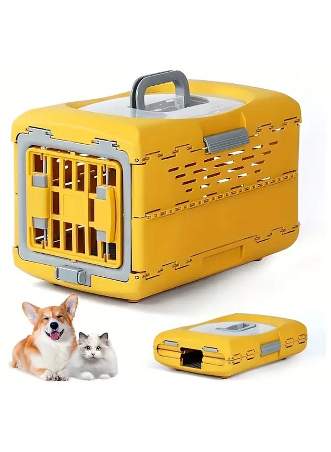 Portable Pet Carrier Blue Large Foldable Travel Crate With Wheels For Dogs Cats - Image 3