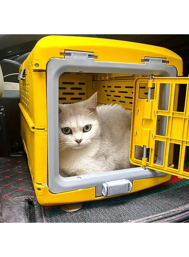 Portable Pet Carrier Blue Large Foldable Travel Crate With Wheels For Dogs Cats - Image 4