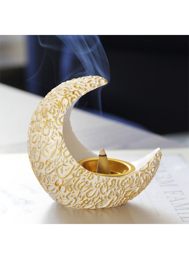 Hihonor Moon Shaped Incense Burner,Resin,Home Decor,Home/Holiday Spice Burner(White)  - Image 1