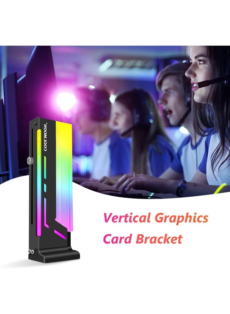 COOLMOON RGB GPU Holder Coolmoon CM-GH2 Colorful Graphics Card 5V 3 Pin Vertical Support Video Bracket Frame ARGB Sync Jack, Sag Holder/Holster, White, 2.44x1.38x6.89in - Image 2