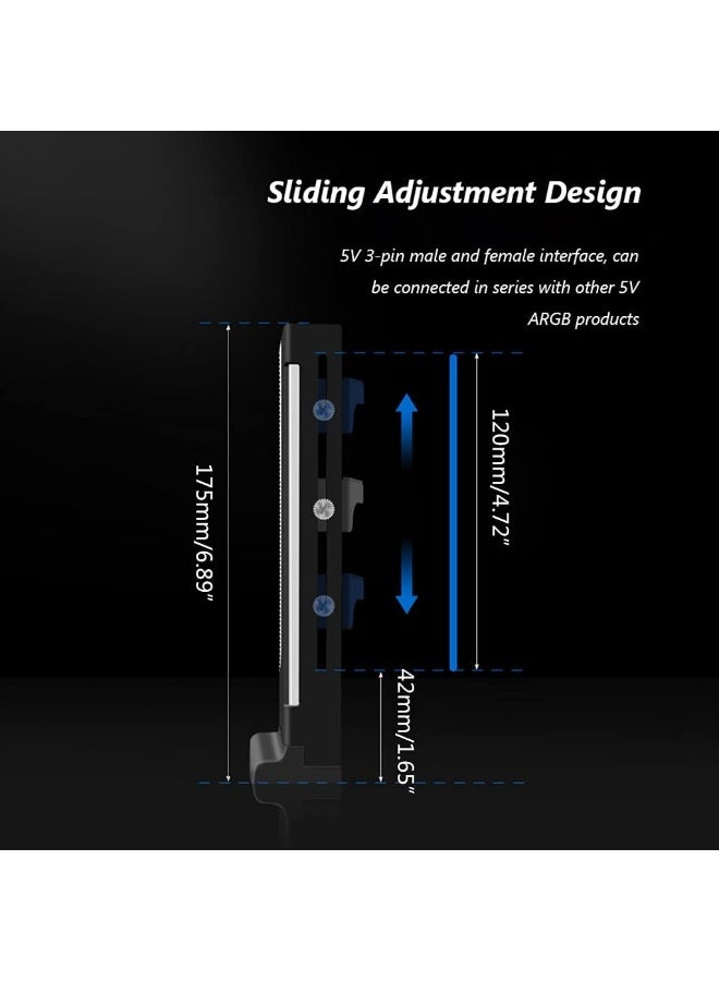 COOLMOON RGB GPU Holder Coolmoon CM-GH2 Colorful Graphics Card 5V 3 Pin Vertical Support Video Bracket Frame ARGB Sync Jack, Sag Holder/Holster, White, 2.44x1.38x6.89in - Image 5