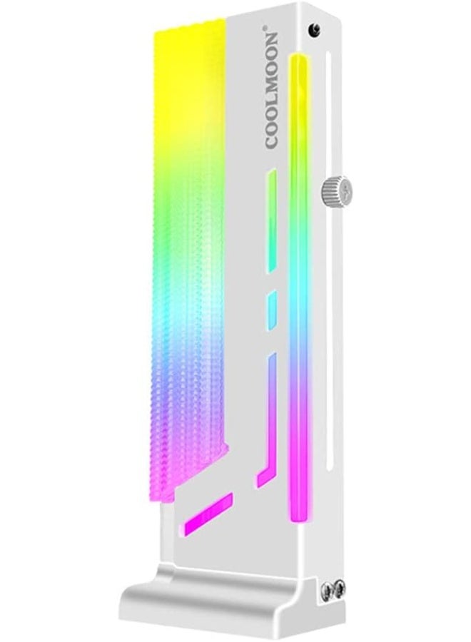 COOLMOON RGB GPU Holder Coolmoon CM-GH2 Colorful Graphics Card 5V 3 Pin Vertical Support Video Bracket Frame ARGB Sync Jack, Sag Holder/Holster, White, 2.44x1.38x6.89in - Image 1