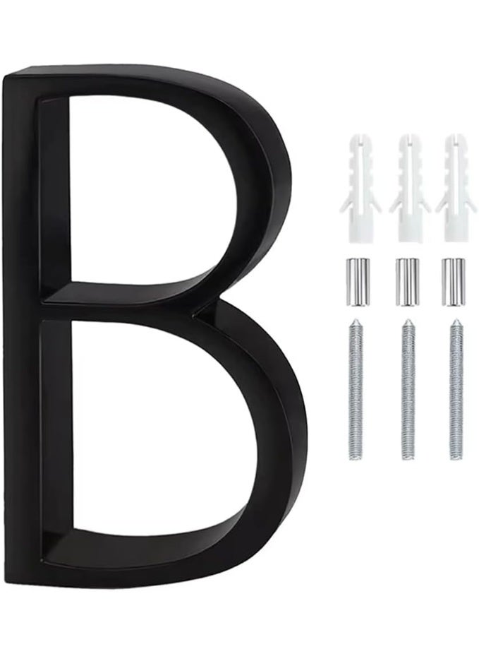 VITION Floating House Number 5 Inch, Metal Anti-Rust Outdoor Home Address Plate with Nail Kits for Door Garden Mailbox Decor Signage (Alphabet B, Black) - Image 1
