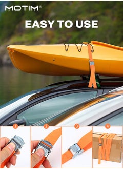 Motim 6 Pcs Tie Down Straps - 3 M, Heavy Duty Cargo Lashing Ratchet Belt, Adjustable Zinc Alloy Buckle Tie-Down Straps for Load Securing Transportation Tie-Down and Moving  - Image 5