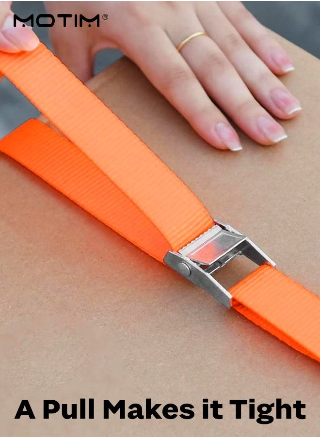 6 Pcs Cargo Tie Down Straps - 3 M, Heavy Duty Cargo Lashing Ratchet Belt, Adjustable Zinc Alloy Buckle Tie-Down Straps for Load Securing Transportation Tie-Down and Moving