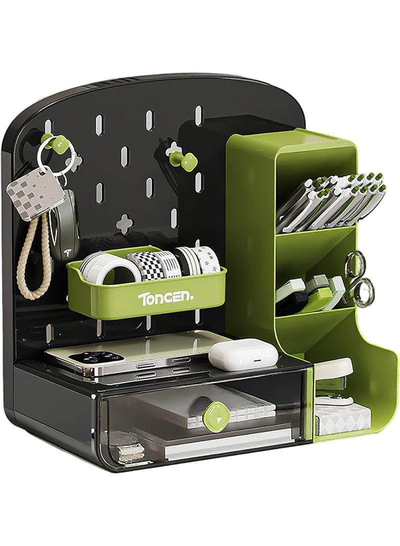 CityRiya-Long Pen Holder, Desk Organizers, Pencil Holder for Desk, Office Supply Organizer, Makeup Storage Organizer, Desktop Storage Box, Art Supply Storage Box Caddy for School Office (Green) - Image 1