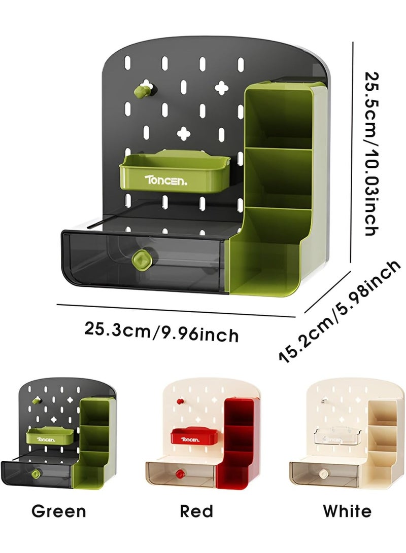 CityRiya-Long Pen Holder, Desk Organizers, Pencil Holder for Desk, Office Supply Organizer, Makeup Storage Organizer, Desktop Storage Box, Art Supply Storage Box Caddy for School Office (Green) - Image 2