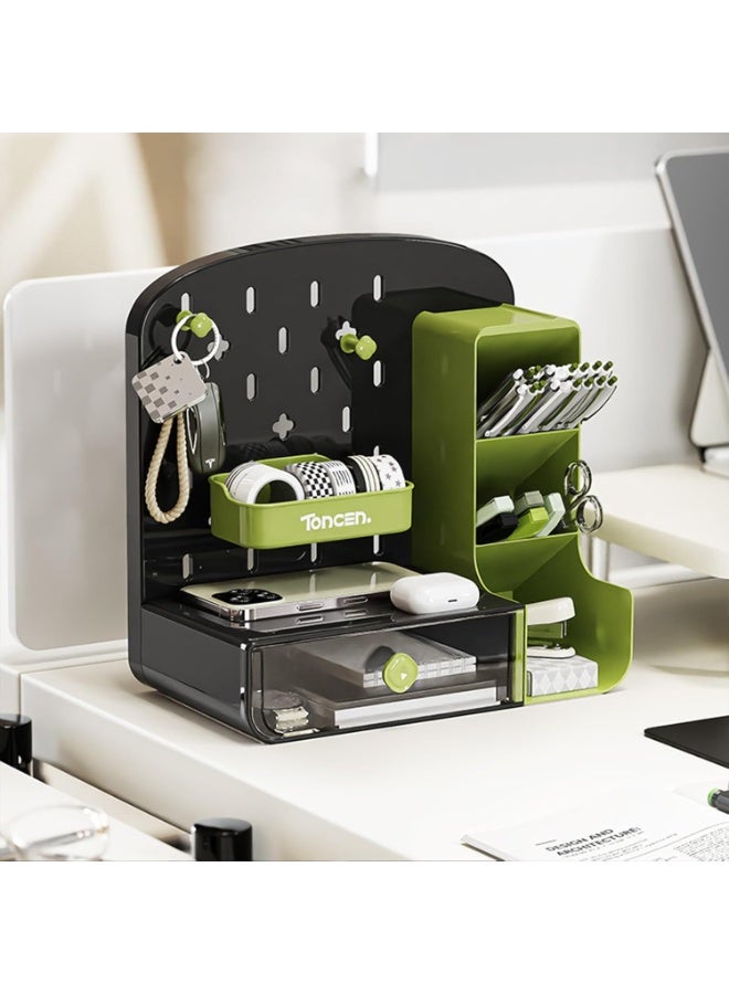 CityRiya-Long Pen Holder, Desk Organizers, Pencil Holder for Desk, Office Supply Organizer, Makeup Storage Organizer, Desktop Storage Box, Art Supply Storage Box Caddy for School Office (Green) - Image 4