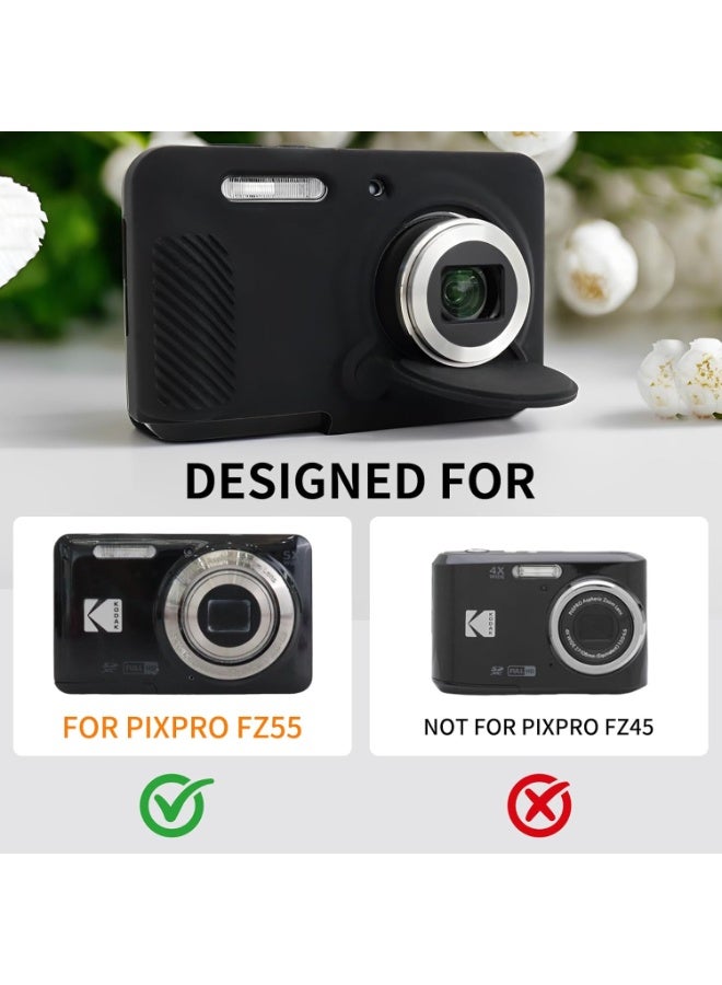 VKL Silicone Case for Kodak PIXPRO FZ55 Camera, Soft Silicone PIXPRO FZ55 Protective Cover - with Removable Lens Cover - Slim Fit & Anti-Scratch - Black - Image 2