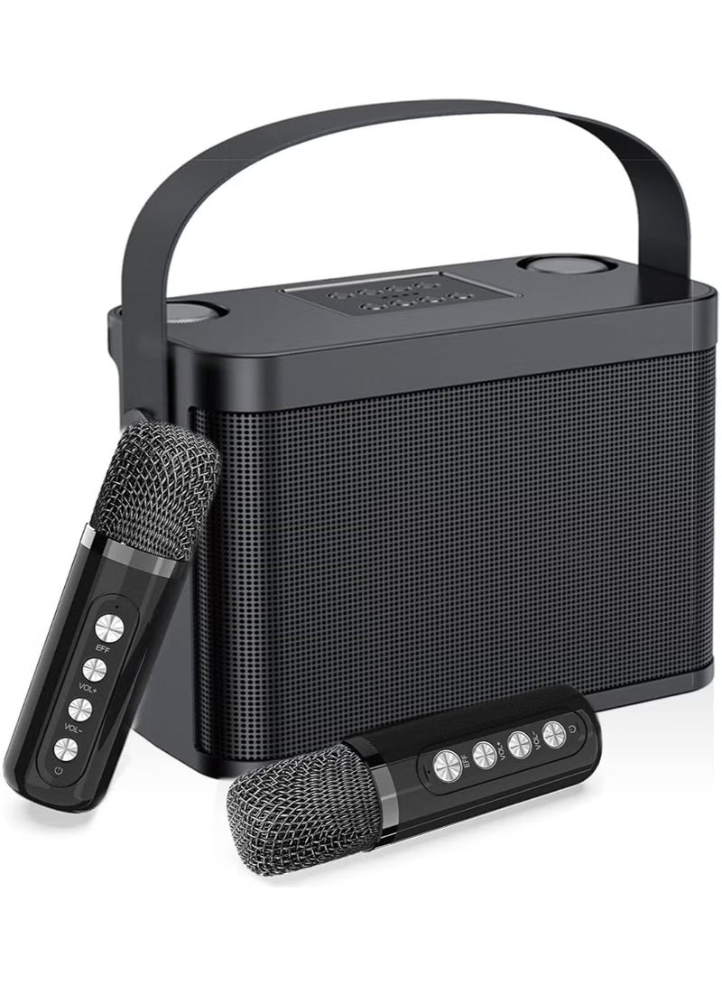 YS -219 Bluetooth Karaoke Speaker System with Dual Wireless Microphones – Portable Outdoor Sound System with Deep Bass, Vocal Effects, USB/TF Card Support, Rechargeable Battery – Ideal for Parties, Events, and Gatherings – Black - Image 3