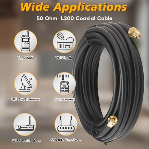 Boobrie SMA Coaxial Cable Upgraded 49.2Ft SMA Male to SMA Female Coax Cable LMR200 Equivalent SMA WiFi Extension Low Loss for WiFi Router, 3G 4G 5G LTE Antenna, Better Than RG58 - Image 4