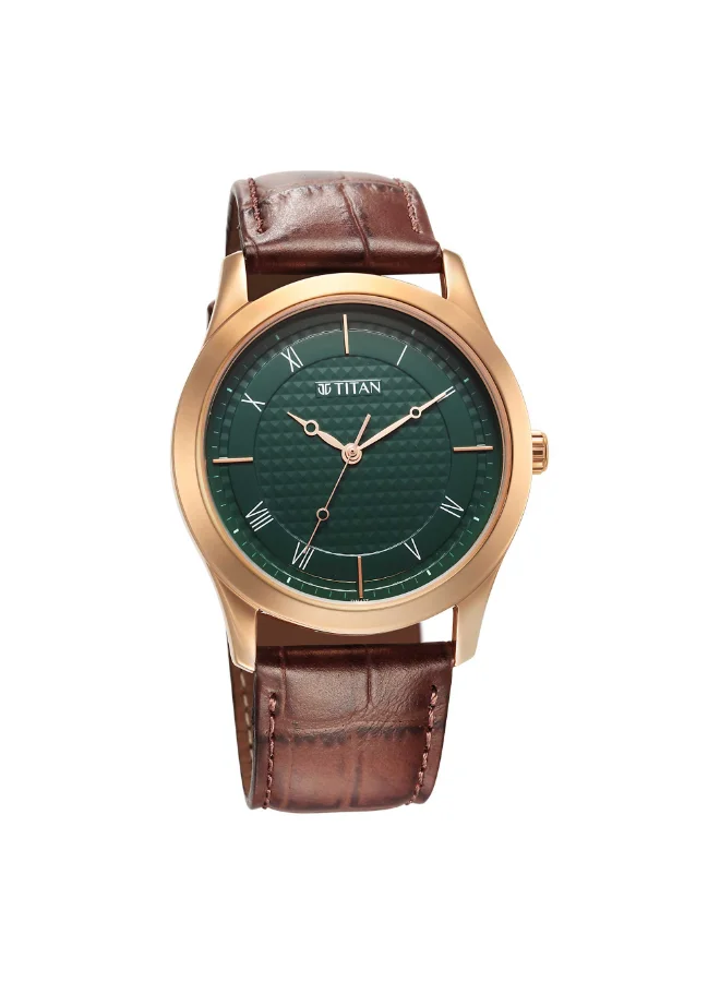 تيتان Men's Leather Analog Watch 1823WL02 - 30 mm