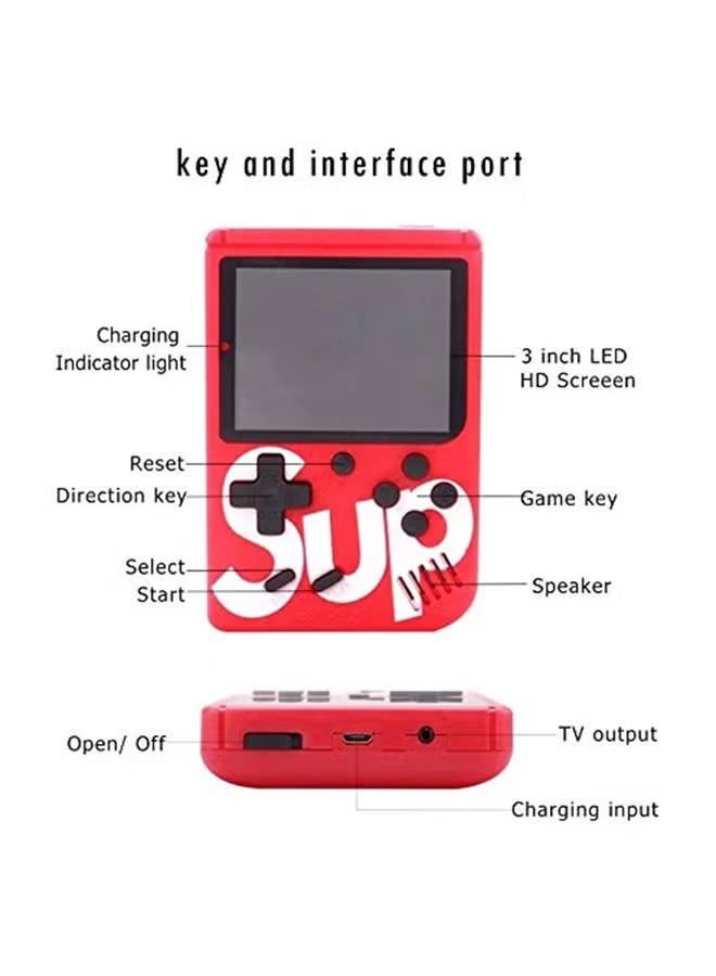 Portable Retro Handheld Gaming Console, 400-in-1 Classic Games with 3-inch HD Screen, Red - Image 2