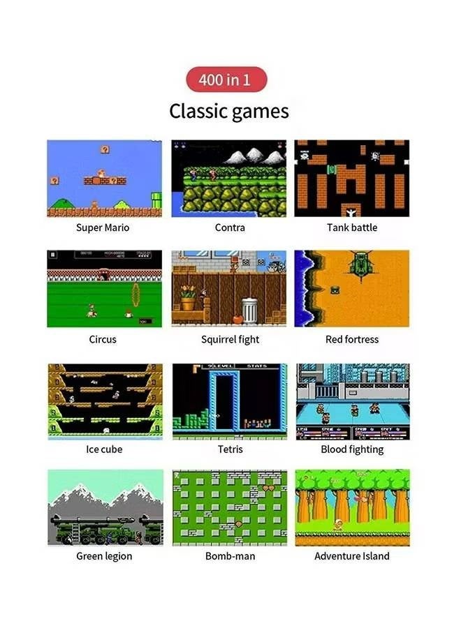 Portable Retro Handheld Gaming Console, 400-in-1 Classic Games with 3-inch HD Screen, Red - Image 1