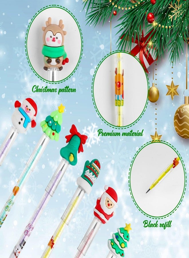 DIYASY 24 Pieces Christmas Stackable Pencils, Holiday Mechanical Pencil bulk Multi Point Push Pencil for Kids Party Supplies Gifts Classroom Rewards Prizes Decorations - Image 3