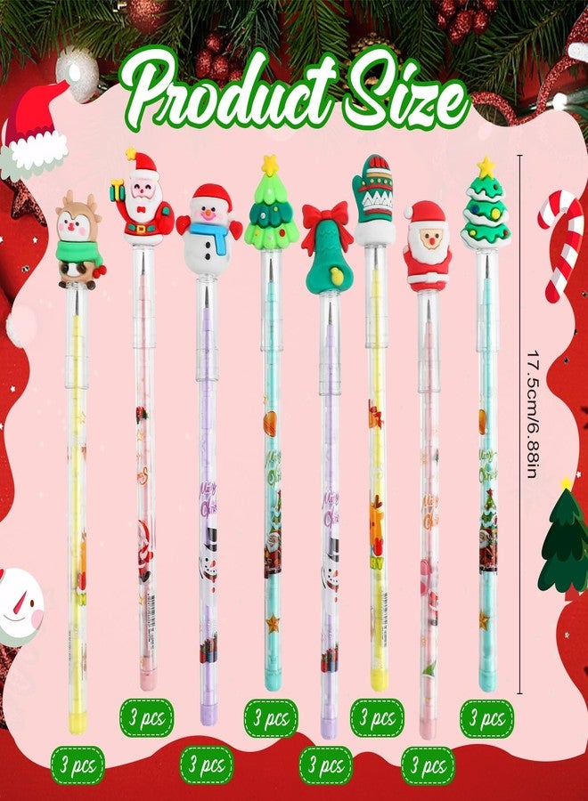 DIYASY 24 Pieces Christmas Stackable Pencils, Holiday Mechanical Pencil bulk Multi Point Push Pencil for Kids Party Supplies Gifts Classroom Rewards Prizes Decorations - Image 2