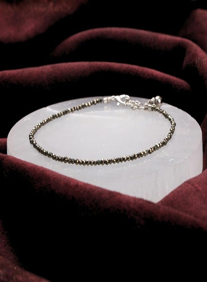 SATVIK Pyrite Crystal Anklet for Women | Stone of Wealth Confidence Protection | Natural Gemstone Anklet | Adjustable Spiritual Ankle Bracelet - Image 4