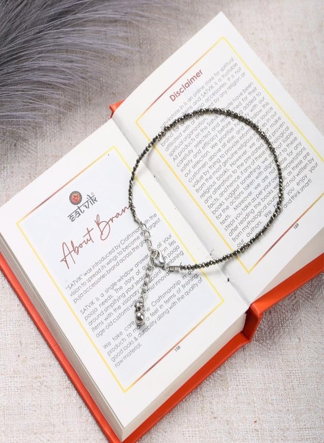 SATVIK Pyrite Crystal Anklet for Women | Stone of Wealth Confidence Protection | Natural Gemstone Anklet | Adjustable Spiritual Ankle Bracelet - Image 3