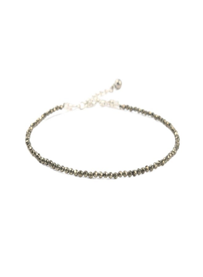 SATVIK Pyrite Crystal Anklet for Women | Stone of Wealth Confidence Protection | Natural Gemstone Anklet | Adjustable Spiritual Ankle Bracelet - Image 1