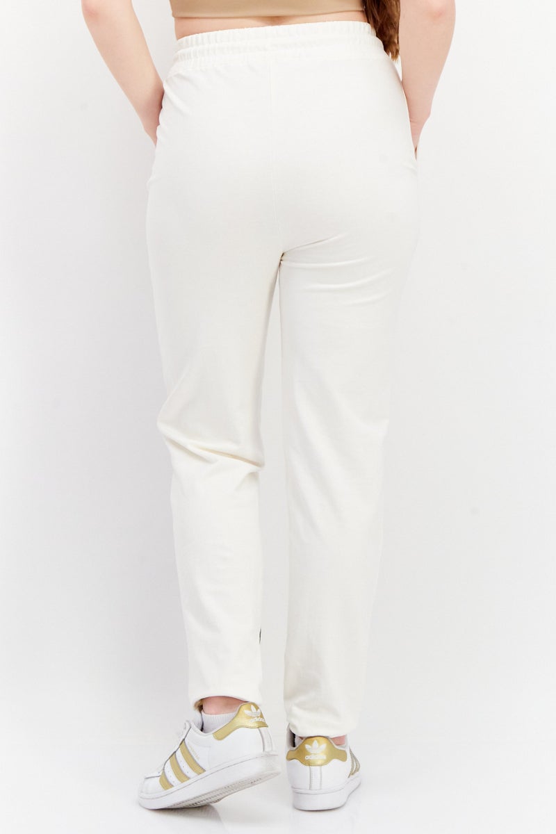 MICKEY MOUSE Women Drawstring Graphic Print Sweatpants, Off White - Image 3