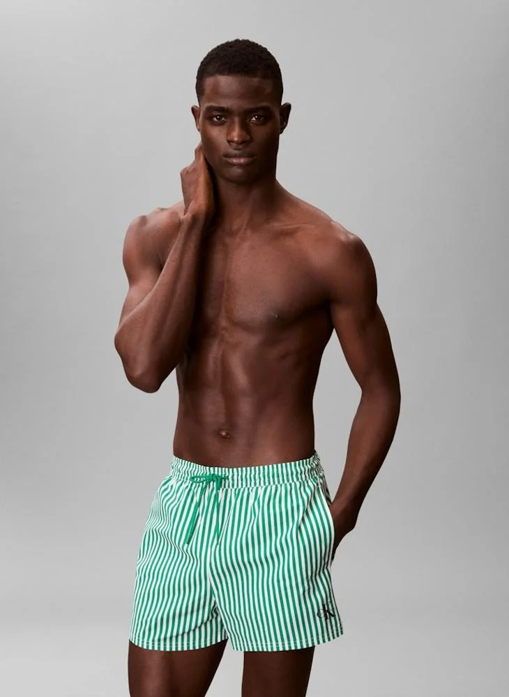 Short Drawstring Swim Shorts - CK Monogram