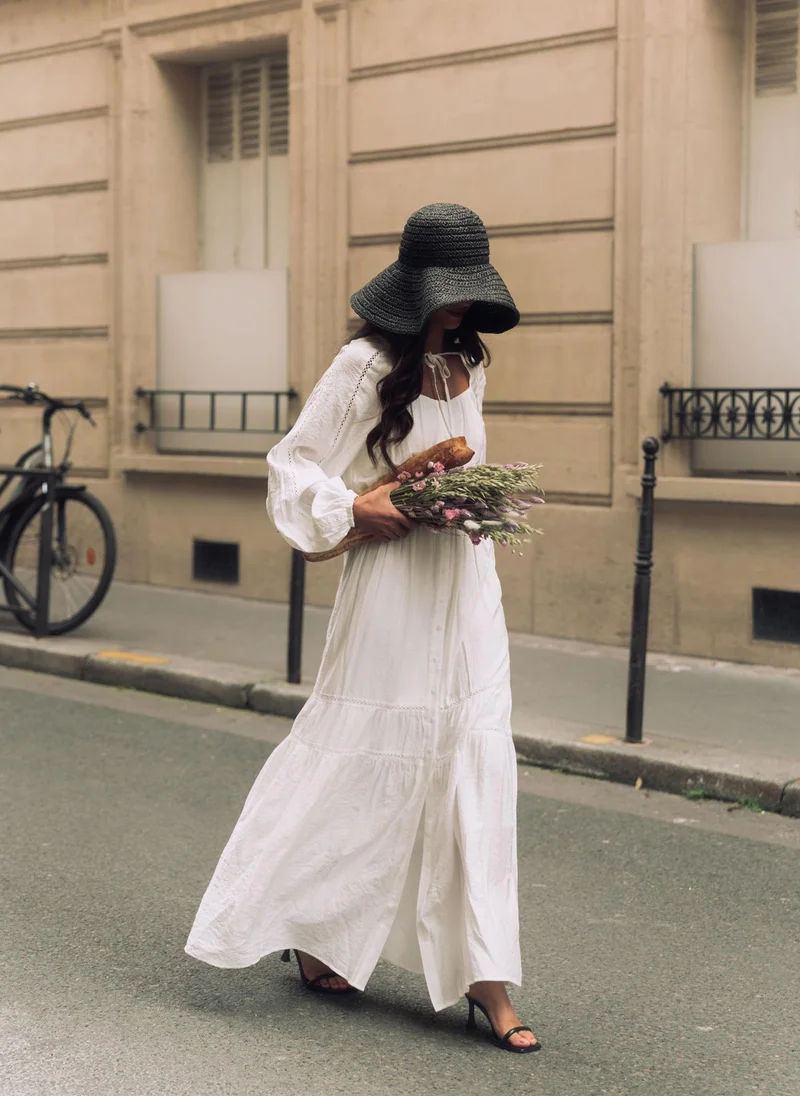 Lichi Voluminous maxi dress with collar ties