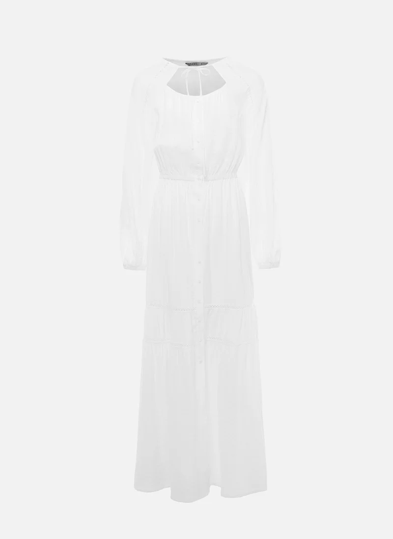 Lichi Voluminous maxi dress with collar ties