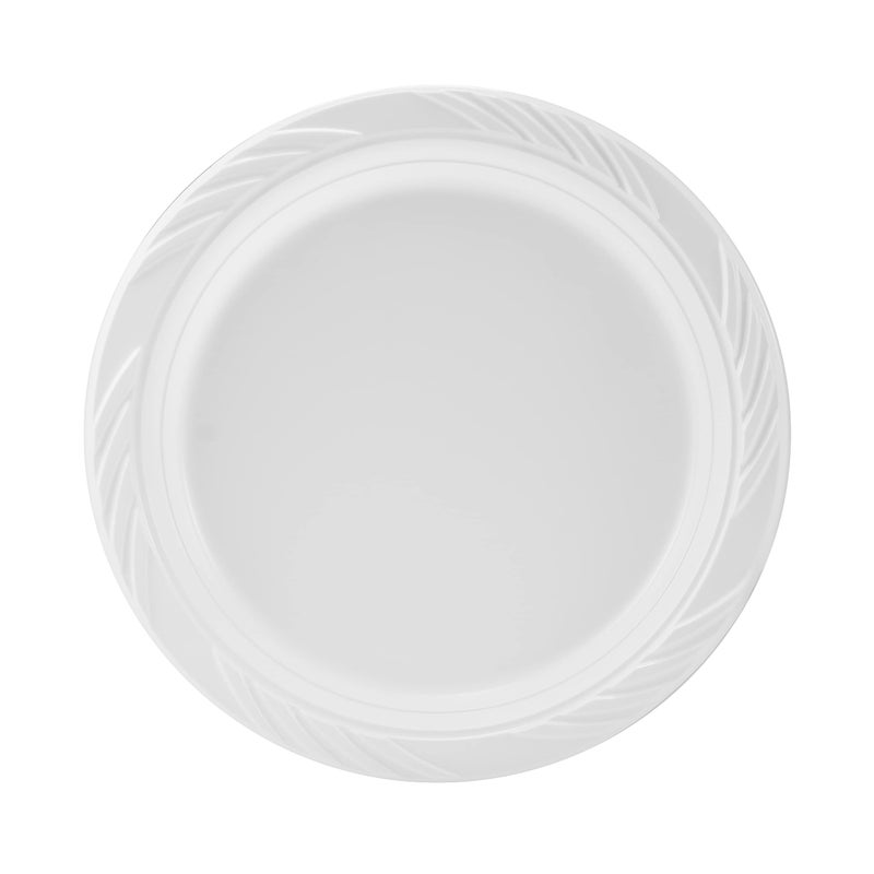 Munfix 9 Inch White Plastic Plates 200 Bulk Pack - Disposable Plates for BBQ Party Dinner Travel and Events  Microwavable Recyclable  Medium (MCP9200W) - Image 2