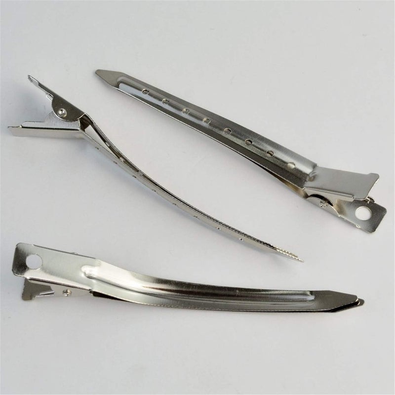 HotsUAE 12 Packs Duck Bill Clips, 9cm Rustproof Metal Alligator Curl Clips with Holes for Hair Styling, Hair Coloring, Silver - Image 4