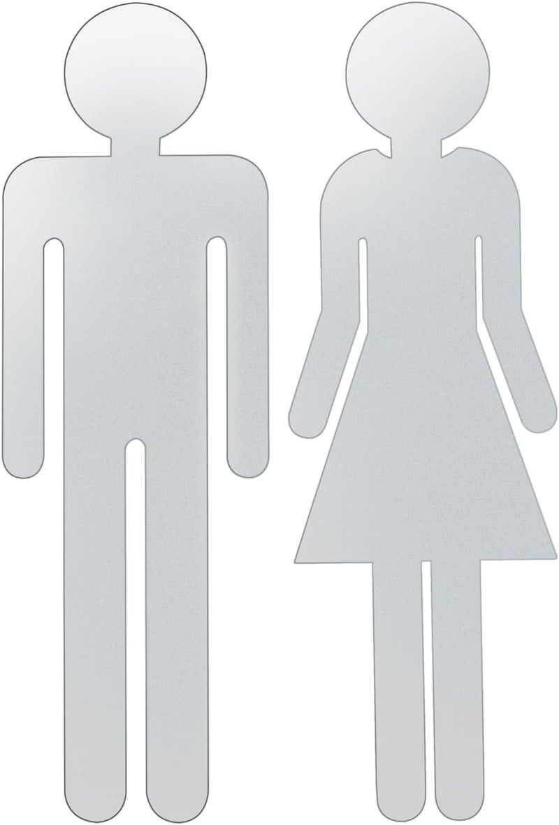 Kichwit Bathroom Door Sign for Men and Women Plastic Restroom Sign for Business or Home with Adhesive on the Back Silver - Image 3