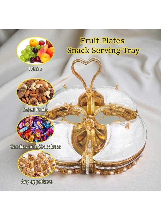 Luxury Gold-Plated Fruit & Snack Serving Tray Elegant Multi-Compartment Dessert & Appetizer Stand - Image 3