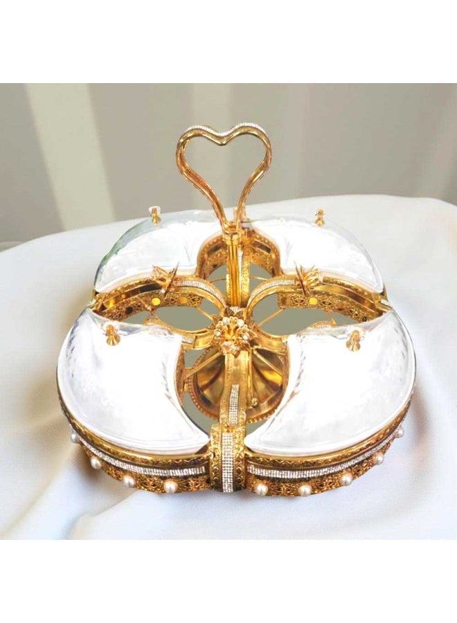 Luxury Gold-Plated Fruit & Snack Serving Tray Elegant Multi-Compartment Dessert & Appetizer Stand - Image 2