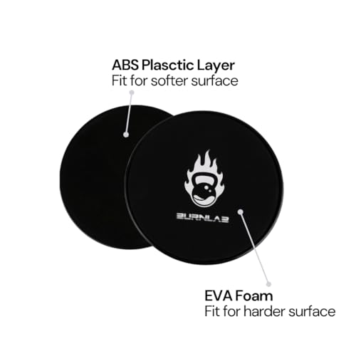 Burnlab Core Sliders (Set of 2) - Dual Sided, Smooth Gliding Discs - for Abs, Back, and Leg - Stregthen Abs & Improve Balance at Gym or Home - Ideal for Men and Women - Image 3