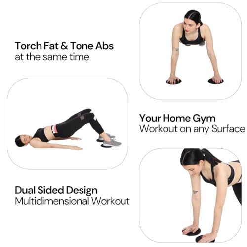 Burnlab Core Sliders (Set of 2) - Dual Sided, Smooth Gliding Discs - for Abs, Back, and Leg - Stregthen Abs & Improve Balance at Gym or Home - Ideal for Men and Women - Image 4
