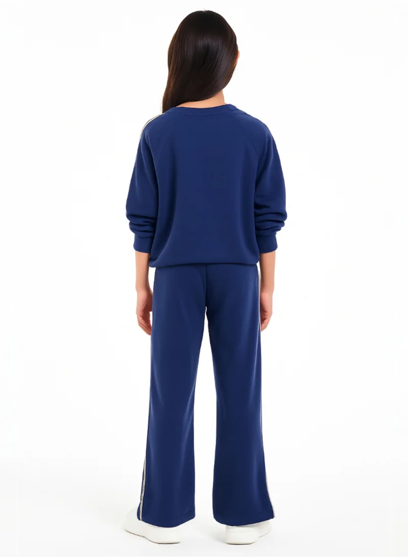 victor and jane Girls’ Navy Lounge Set – 2-Piece Stretch Ensemble