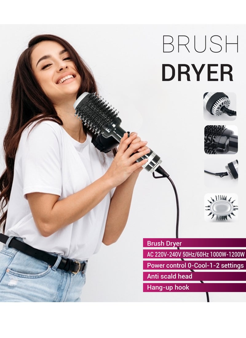 AFRA Hair Dryer Brush, 1000-1200w, Anti-Scald Head, -1-2 Settings Cool Air Function, 360-Degree Swivel Cord, Nylon Long Comb Tooth & Bristle Short Comb Tooth AF-1200BDBK, 1 Year Warranty  - Image 5
