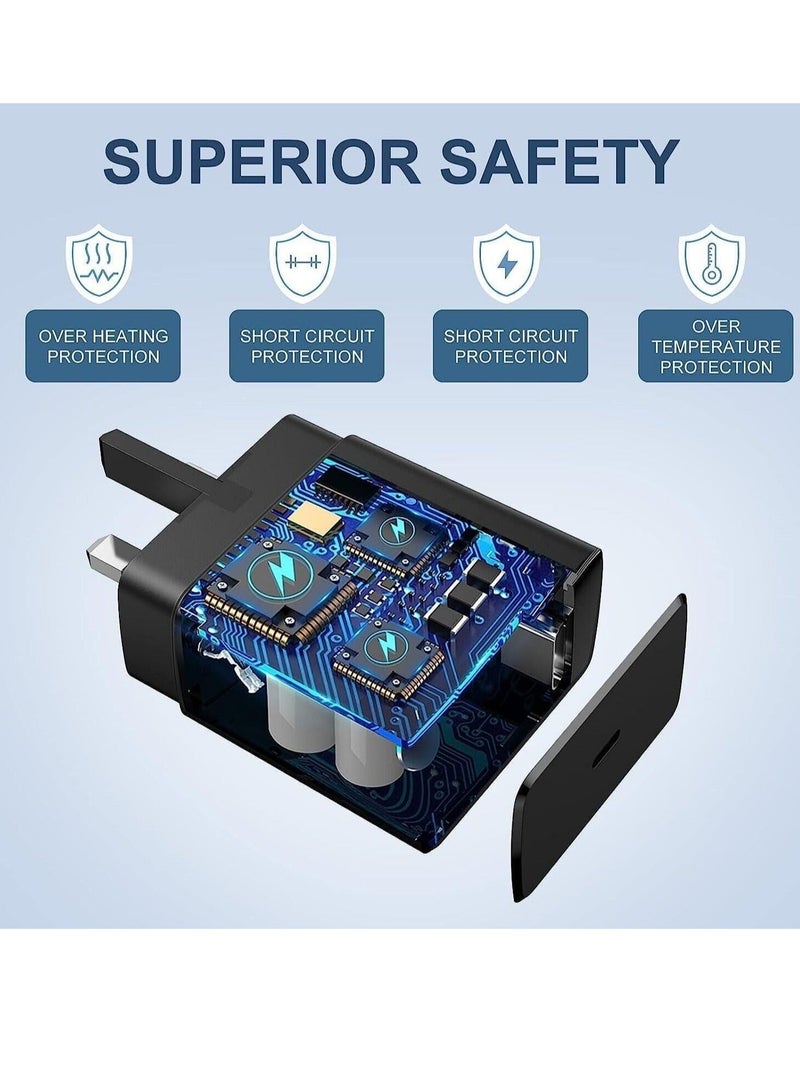 MUNTAQI UK USB C Plug & Cable 45W Charger For Samsung FAST Charge Adapter 3 Pin Mains Wall Charging for galaxy Mobile phone S 24 ULTRA S23 ultra FE S 22 S 21 fe 20 note 20 ultra 10 9 8 a14 a34 a54 - Image 4