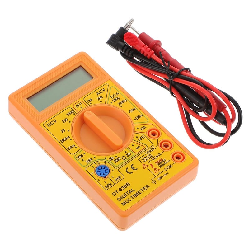 مقياس متعدد رقمي أصفر مدمج بشاشة LCD لاختبار الجهد والتيار والمقاومة AC/DC - Image 2