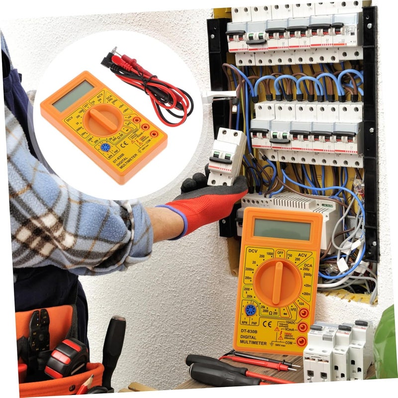 مقياس متعدد رقمي أصفر مدمج بشاشة LCD لاختبار الجهد والتيار والمقاومة AC/DC - Image 5