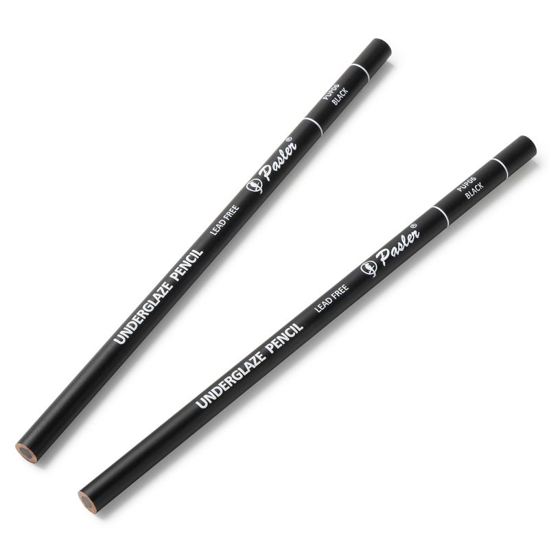 Pasler Underglaze Pencil, Pottery Pencil for Ceramic Pottery Bisque,Greenware - Underglaze Pencil set, Pack of 2 Black - Image 1