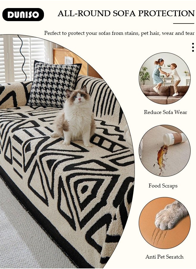 DUNISO Chenille Sofa Covers, Washable Geometric Jacquard Bohemian Couch Cover,Tassel Pattern Sofa Cover,Four Seasons Washable Sofa Blanket, Couch Furniture Protector, Non Slip Sectional Sofa Slipcover(180*300)  - Image 4