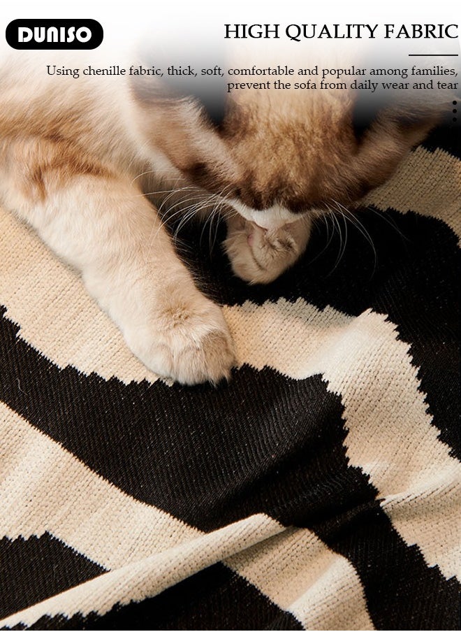 DUNISO Chenille Sofa Covers, Washable Geometric Jacquard Bohemian Couch Cover,Tassel Pattern Sofa Cover,Four Seasons Washable Sofa Blanket, Couch Furniture Protector, Non Slip Sectional Sofa Slipcover(180*300)  - Image 5