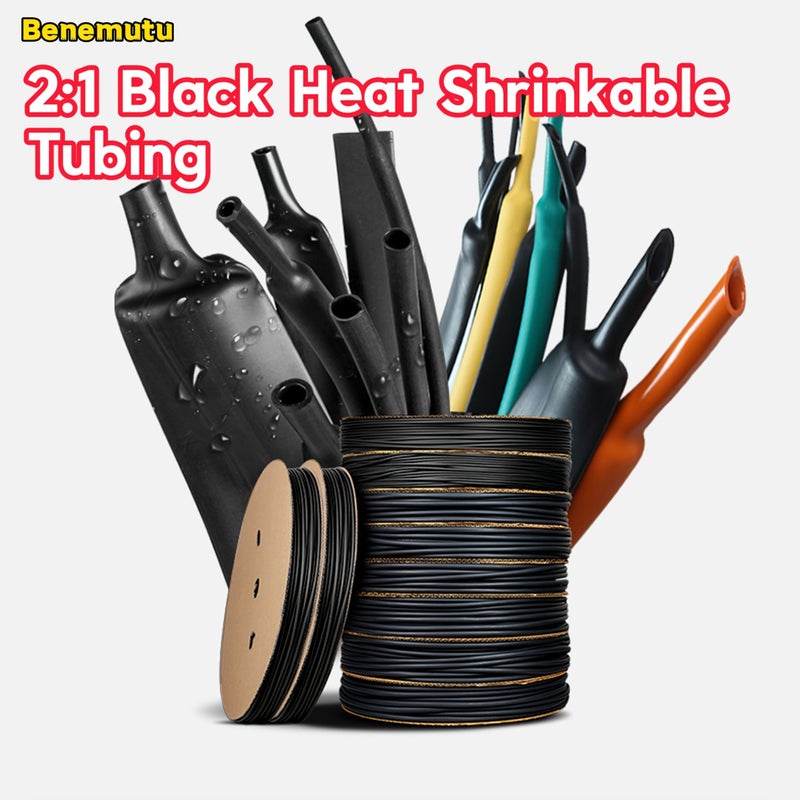 Black Heat Shrink Tubing 12mm 78.74inch Durable PE Wire Cable Sleeving - Image 2