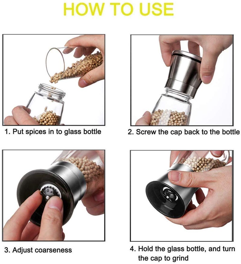 MELANA Salt and Pepper Crusher Salt and Pepper Shakers with Adjustable Coarseness by Ceramic Rotor Stainless Steel Pepper Mill Shaker and Salt Small Salt and Pepper Grinder1 pic - Image 3