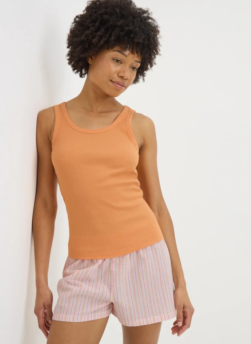 Matalan Peach Stripe Shorts & Vest Pyjama Set