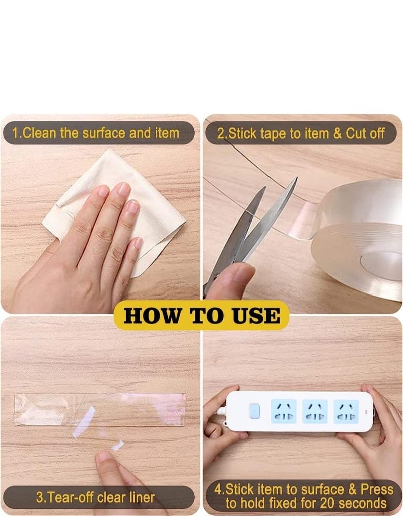 Zohra ZOHRA 3 Meter Multipurpose Double Sided Tape - Adhesive Silicone Tape, Heavy Duty, Heat Resistant, Multi-Functional, Removable, Washable, Reusable Anti-Slip Gel Nano Grip Tape (grip tape) - Image 3